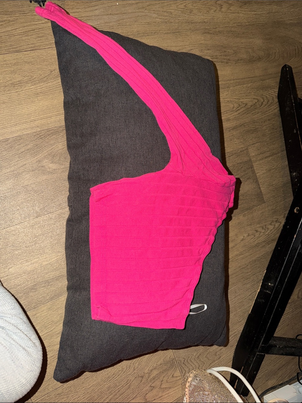 SHEIN Hot Pink One-Shoulder Crop Top